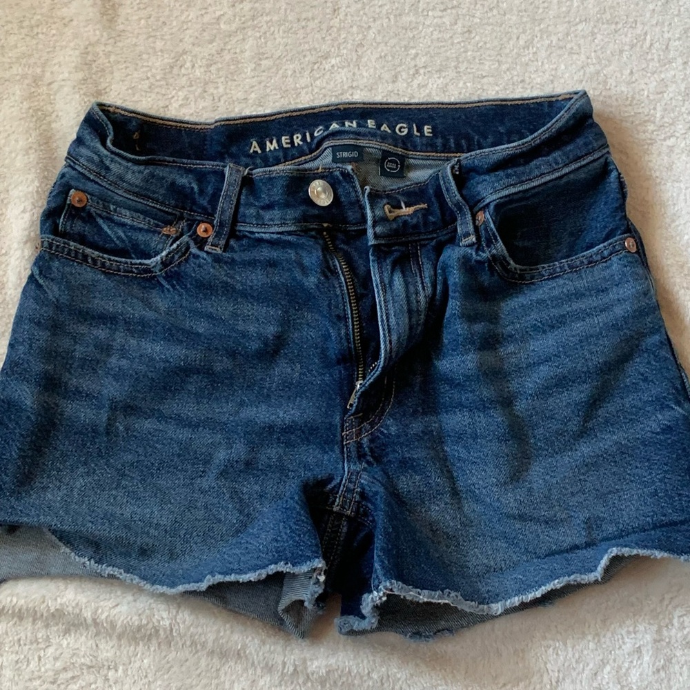 American Eagle Outfitters Dark Blue Denim Cutoff Jean Shorts 00 Relaxed Short